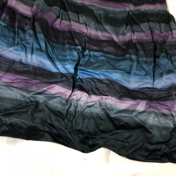 LOFT Petites Watercolor Blue/Purple Black Skirt - Picture 2 of 7